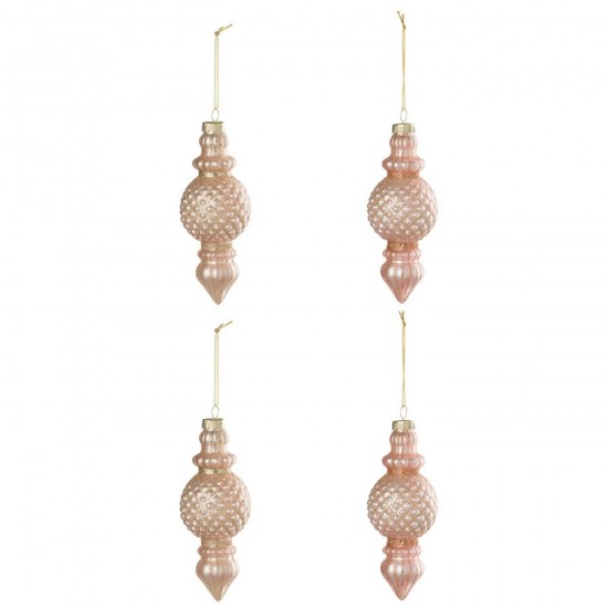 J-Line J Line boules de noel Jolipa Boite De 4 Boule De Noël Verre Rose Clair Vieux Rose.