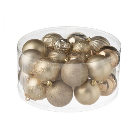 J-Line J Line boules de noel Jolipa Boite De 30 Boule De Noël Plastique Beige Écru.