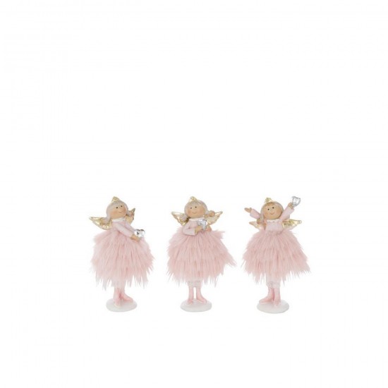 J-Line J Line hivers Jolipa Ange Coeur Diamant Polyrésine Rose Clair Small Assortiment De 3.