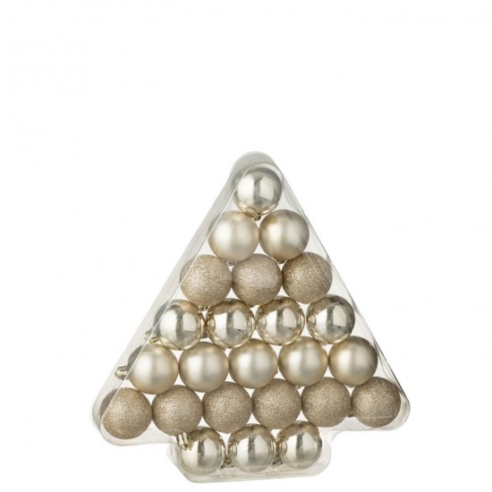 J-Line J Line boules de noel Jolipa Boite De 24 Boule De Noël Plastique Beige Clair.