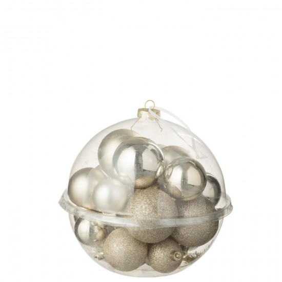 J-Line J Line boules de noel Jolipa Boite De 24 Boule De Noël Plastique Beige Clair.