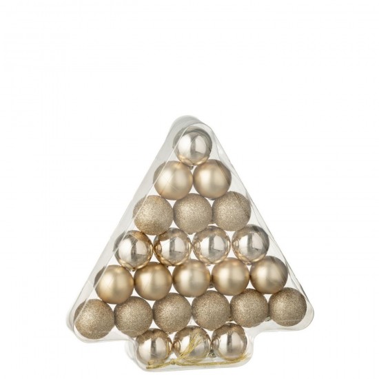 J-Line J Line boules de noel Jolipa Boite De 24 Boule De Noël Plastique Champagne.