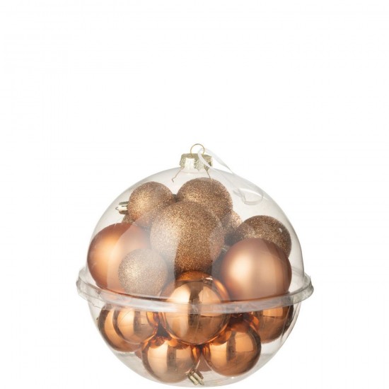 J-Line J Line boules de noel Jolipa Boite De 24 Boule De Noël Plastique Orange.