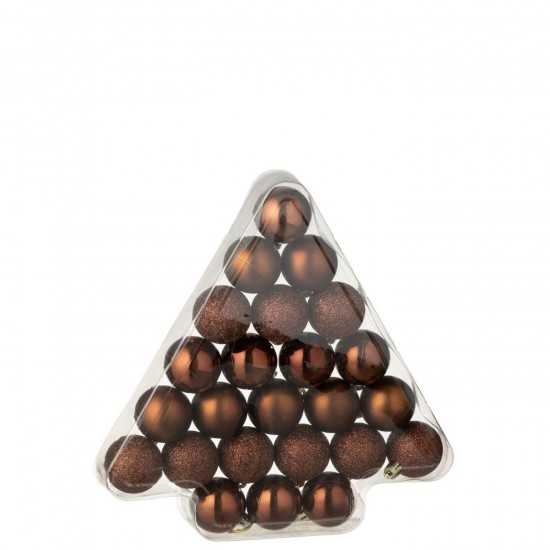 J-Line J Line boules de noel Jolipa Boite De 24 Boule De Noël Plastique Marron Foncé.