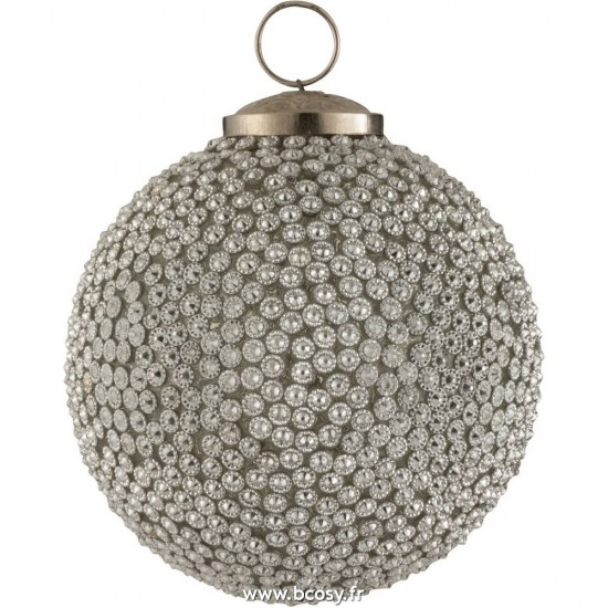 J-Line boules de noel Jolipa Jline Boule De Noel Diamant Verre Blanc Large