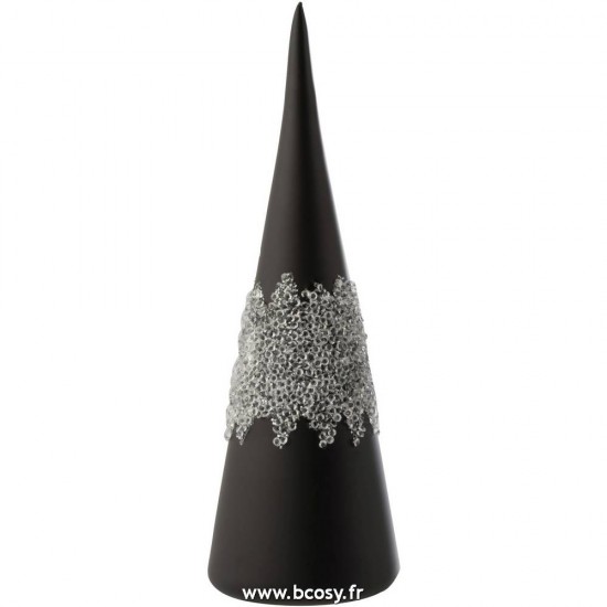 J-Line cones de noel Jolipa Jline Cone Glace Diamant Lignes Verre Mat Noir Small