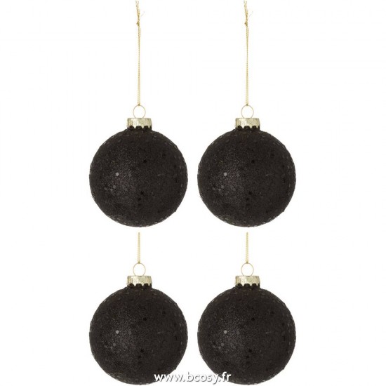 J-Line boules de noel Jolipa Jline Boite De 6 Boules De Noel Etoiles Verre Noir Medium