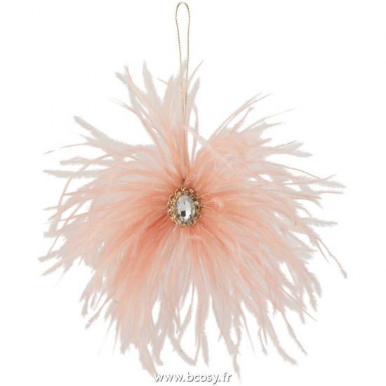 J-Line pendeloques Jolipa Jline Suspension Plumes Pierre Saumon Fonce