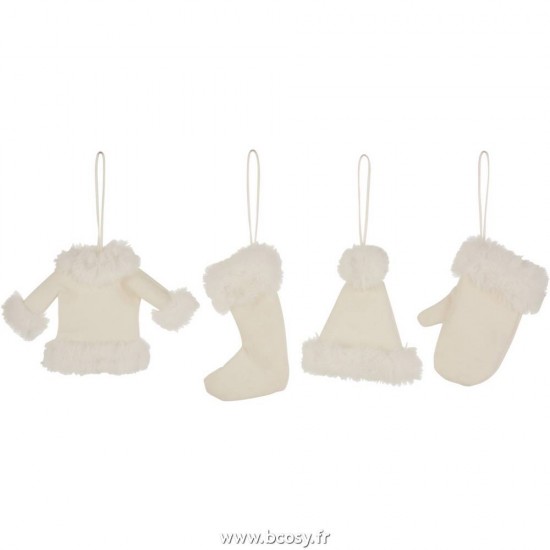 J-Line hivers Jolipa Jline Suspension Vetements De Noel Textile Beige Assortiment De 4