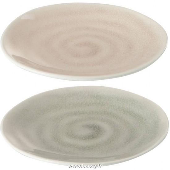 J Line Assiette Taupe S Jline 70770 by Jolipa 70770 Assortiment de 2 pcs