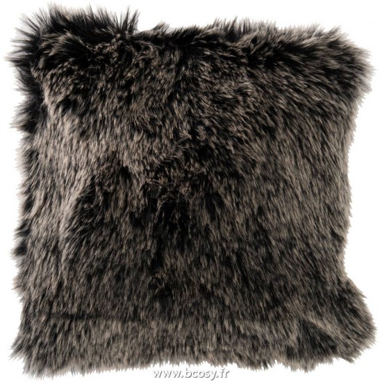 J-Line coussins Jolipa Jline Coussin Fourrure Longs Gris Noir Blanc