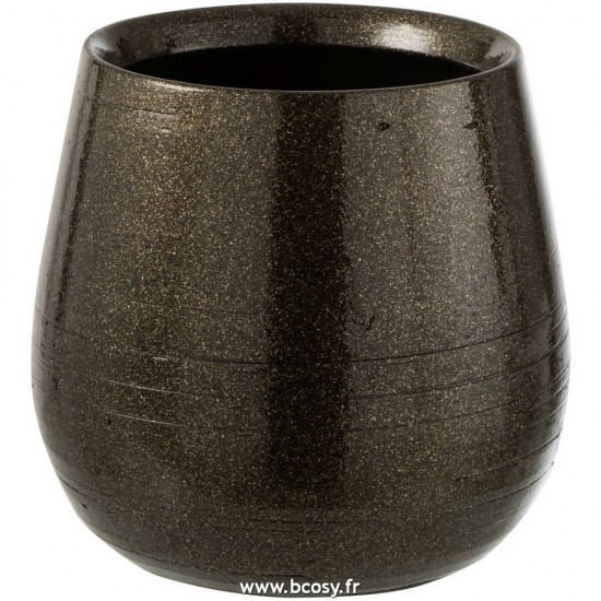 J-Line cachepots de fleur Jolipa Jline Cachepot Brillant Ceramique Vert Or Medium