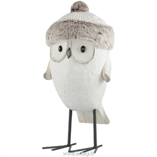 J Line Hibou Bonnet Hiver Magnesie Blanc Gris Large Jline 75814 by Jolipa 75814