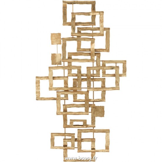 J-Line décorations murales Jolipa Jline Decoration Murale Rectangles Ouverts Metal Or