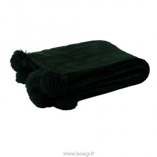 J Line Plaid Pompon Polyester Noir Jline 77482 by Jolipa 77482