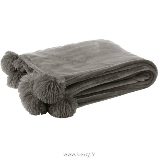 J Line Plaid Pompon Polyester Gris Jline 77490 by Jolipa 77490