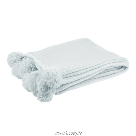 J Line Plaid Pompon Polyester Bleu Clair Jline 77491 by Jolipa 77491