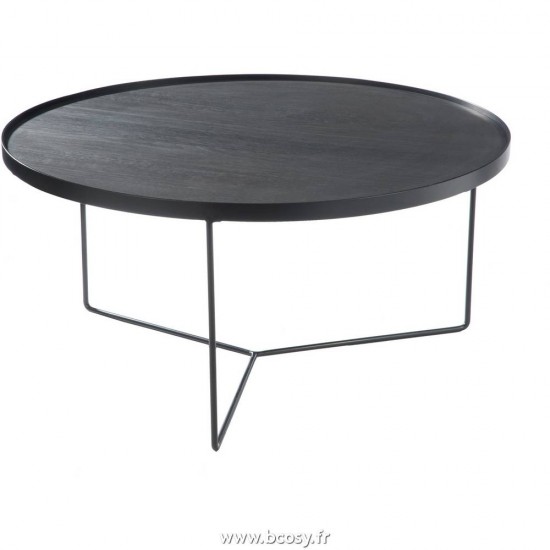 J Line Table Gigogne Ronde Bois Metal Marron Fonce Large Jline 80425 by Jolipa 80425