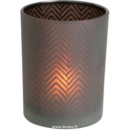 J-Line lanternes photophores Jolipa Jline Photophore Chevrons Verre Marron Small