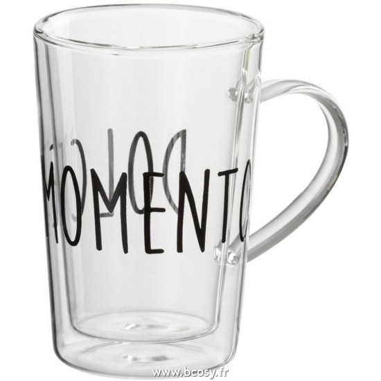J Line Tasse Dolce Momento Verre Transparent Noir Jline 84466 by Jolipa 84466