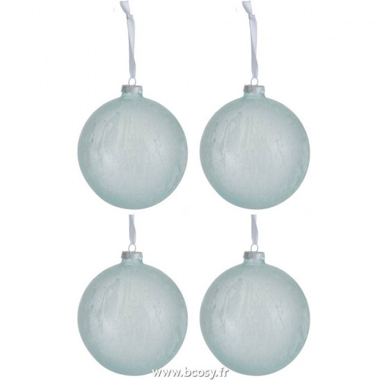 J-Line boules de noel Jolipa Jline Boite De 4 Boule De Noel Verre Vert Clair Large