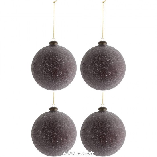 J-Line boules de noel Jolipa Jline Boite De 4 Boule De Noel Perles Verre Bordeaux Large