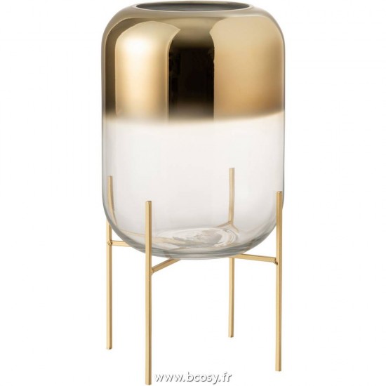 J Line Vase Oceanne Verre Or Transparent Large 30H Jline 95627 by Jolipa 95627