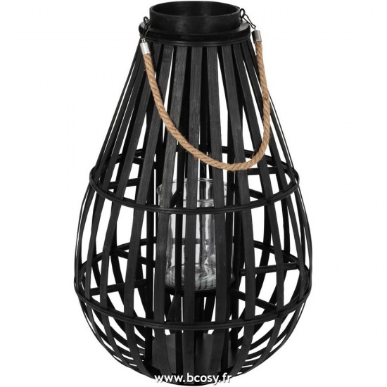 J Line Lanterne Forme De Goutte Bambou Noir Small 60H Jline 96208 by Jolipa 96208