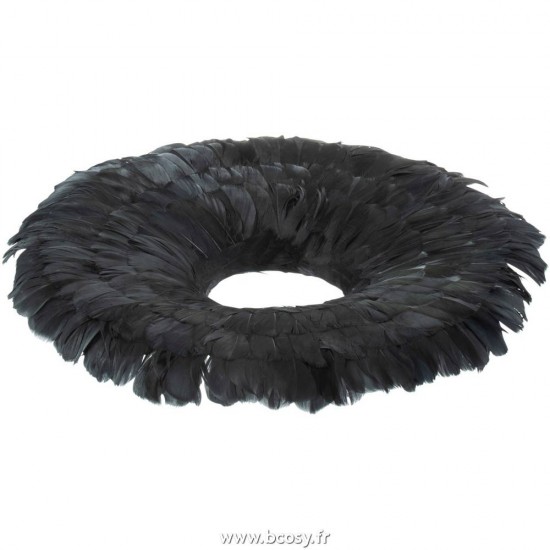 J Line Couronne Decorative Plumes Noir Jline 97464 by Jolipa 97464
