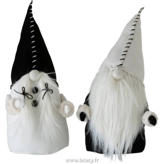 J Line Pere Noel Textile Noir Blanc Large 50H Jline 97711 by Jolipa 97711 Assortiment de 2 pcs