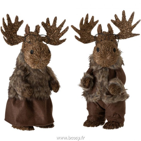 J Line Elan Debout Paille Marron Large 43H Jline 97718 by Jolipa 97718 Assortiment de 2 pcs