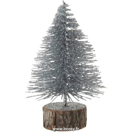 J-Line arbres sapins de noel sur pied Jolipa Jline Sapin De Noel Decoratif Paillettes Argent Small