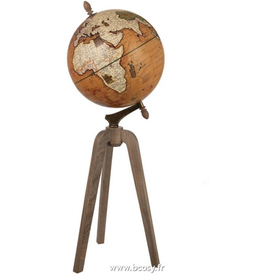 J Line Globe Sur Pied Bois Rouille Naturel Extra Large 104H Jline 97970 by Jolipa 97970