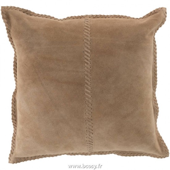 J Line Coussin Point Carre Cuir Beige Jline 98257 by Jolipa 98257