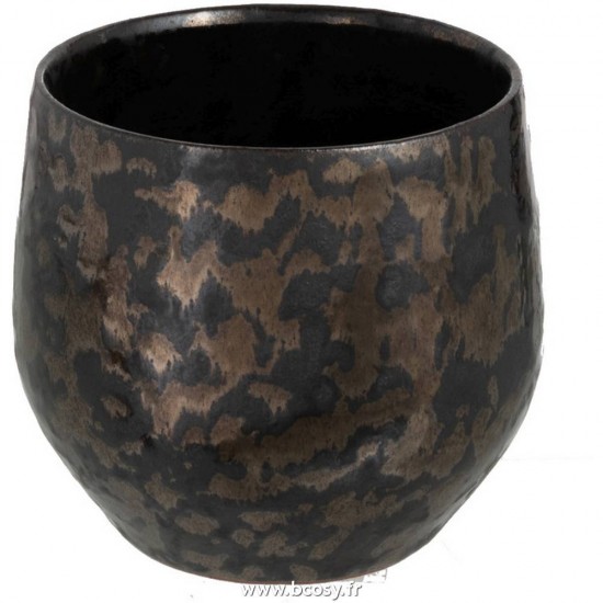J-Line cachepots de fleur Jolipa Jline Cachepot Antique Smokey Ceramique Noir Small