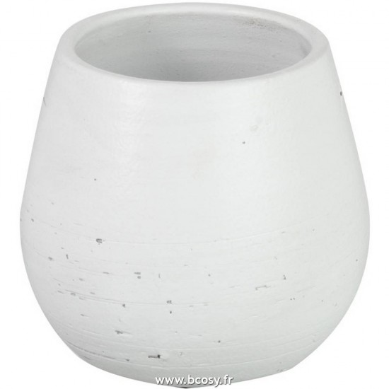 J-Line cachepots de fleur Jolipa Jline Cachepot Lisse Ceramique Blanc Small