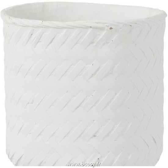 J Line Cache Pot Imitation Tissage Ciment Blanc Large 25 Jline 1085 by Jolipa 1085