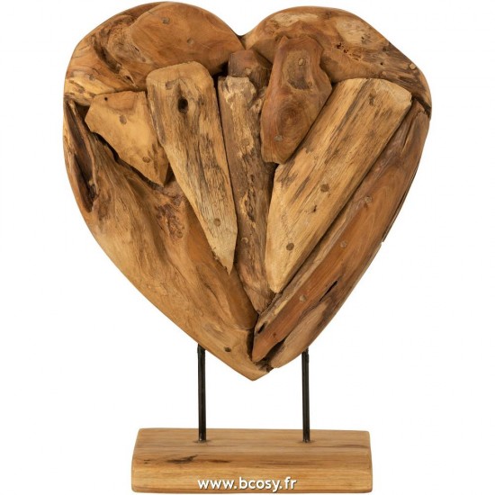 J-Line statuettes statuettes Jolipa J Line Jline Coeur Sur Pied Morceaux Tek Naturel Medium