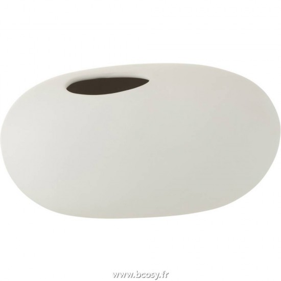 J Line Vase Ovale Ceramique Blanc Mat Large 25 Jline 1096 by Jolipa 1096