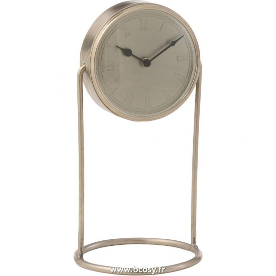 J-Line horloges de table Jolipa J Line Jline Horloge Retro Metal Argent Large