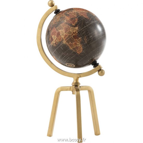 J Line Globe Trepied Metal Plastique Or Noir Small L19xB19xH40 cm Jline 15727 by Jolipa 15727