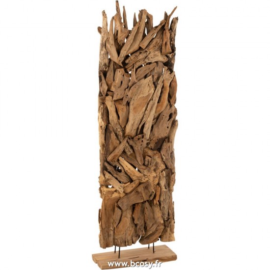 J Line Paravent Abstrait Teck Naturel L60xB35xH190 cm Jline 15778 by Jolipa 15778