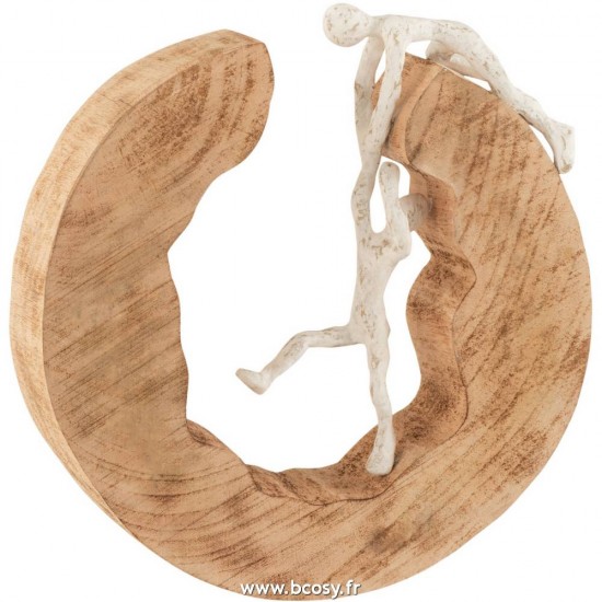 J Line Couple Escalade Bois De Manguier Aluminium Naturel Blanc L28xB8xH28 cm Jline 15804 by Jolipa 15804