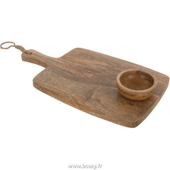 J Line Planche A Decouper + Bol Bois De Manguier Naturel L38xB20xH2 cm Jline 15827 by Jolipa 15827