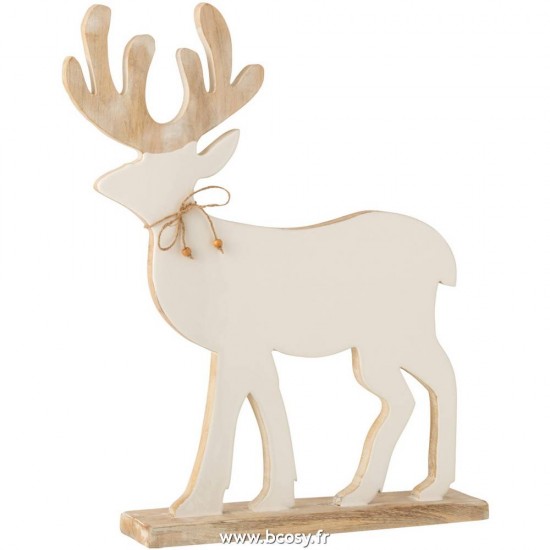 J-Line rennes caribous Jolipa J Line Jline Renne Sur Pied Bois De Manguier Blanc Blanc Wash Large