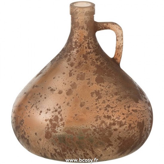 J Line Vase Bouteille + Anse Verre Marron L18xB18xH18 cm Jline 15965 by Jolipa 15965
