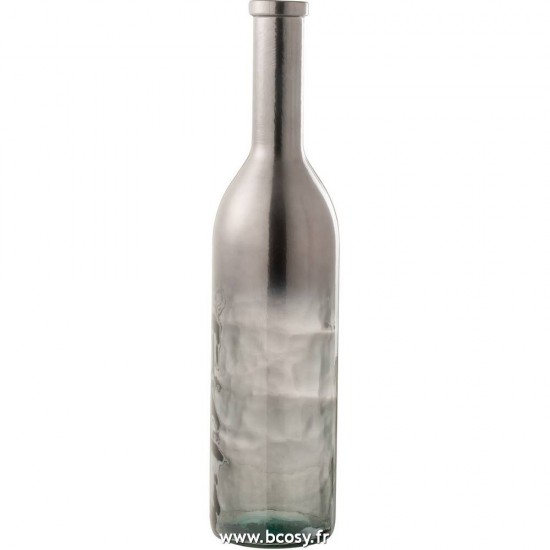 J Line Vase Bouteille Verre Metallique Gris Medium L18xB18xH75 cm Jline 15990 by Jolipa 15990