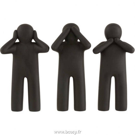 J-Line petits maurices statuettes Jolipa J Line Jline P Tit Maurice Entendre Voir Se Taire Resine Noir Large Assortiment De 3