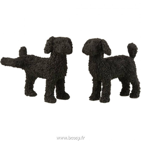 J Line Chien Max Resine Noir L23xB13xH22 cm Jline 16025 by Jolipa 16025 Assortiment de 2 pcs