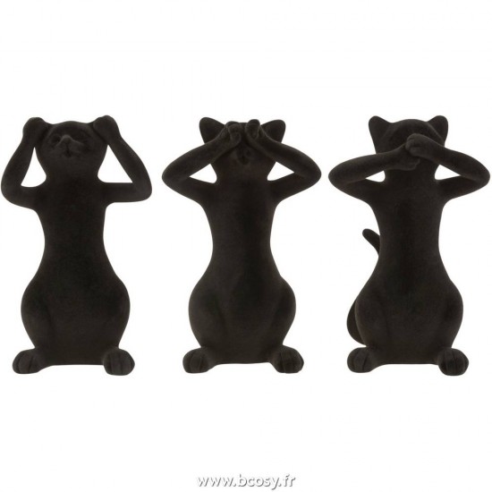 J-Line chats statuettes Jolipa J Line Jline Chat Entendre Voir Se Taire Resine Noir Large Assortiment De 3